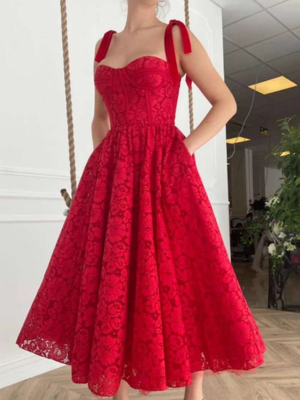 Teuta Matoshi Red Blossom Dress XS